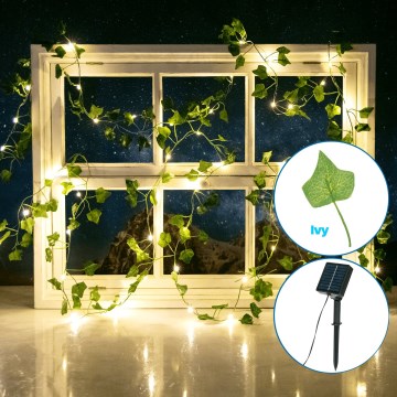 Aigostar - LED Łańcuch solarny 100xLED/12m IP65 ciepła biel liście