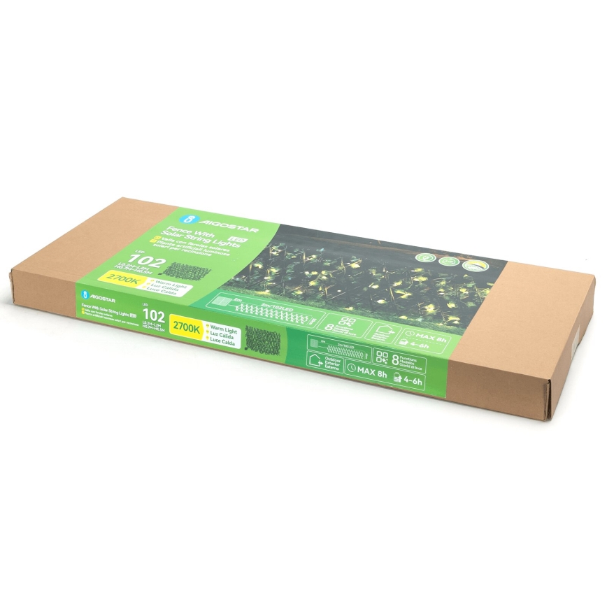 Aigostar - LED Łańcuch solarny 102xLED/2x0,7m IP65 ciepła biel bluszcz