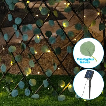 Aigostar - LED Łańcuch solarny 102xLED/2x0,7m IP65 ciepła biel eukaliptus