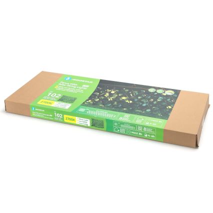 Aigostar - LED Łańcuch solarny 102xLED/2x0,7m IP65 ciepła biel eukaliptus