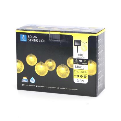 Aigostar - LED Łańcuch solarny 10xLED/3,8m IP44 600 mAh ciepła biel