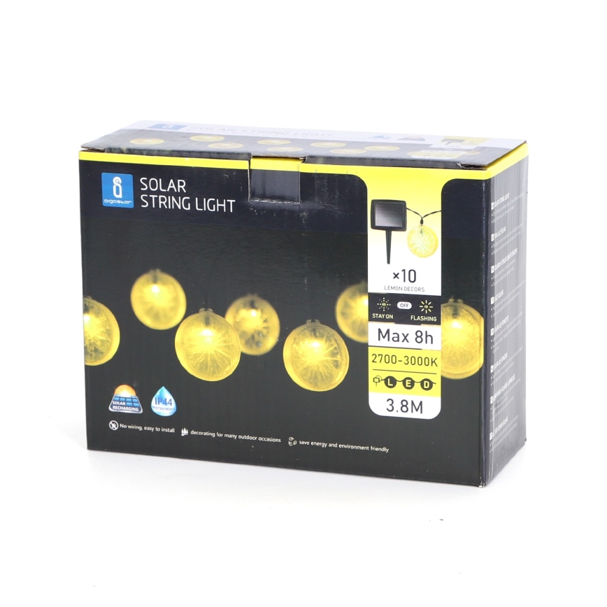 Aigostar - LED Łańcuch solarny 10xLED/3,8m IP44 600 mAh ciepła biel