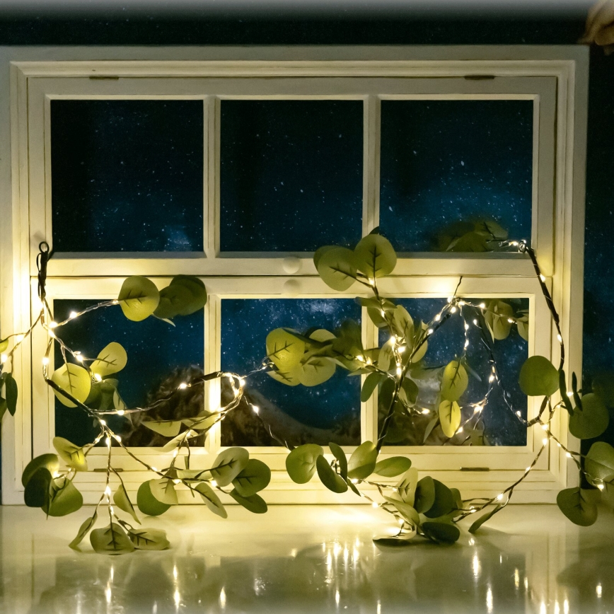 Aigostar - LED Łańcuch solarny 110xLED/4m IP65 ciepła biel eukaliptus