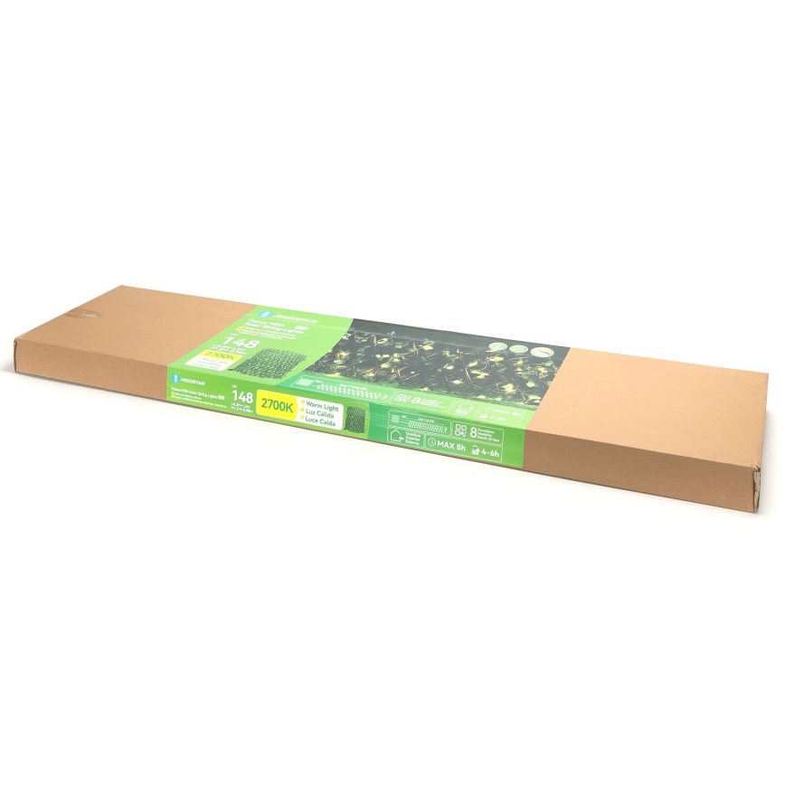 Aigostar - LED Łańcuch solarny 148xLED/2x1,2m IP65 ciepła biel bluszcz