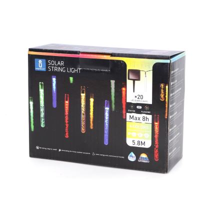 Aigostar - LED Łańcuch solarny 20xLED/5,8m IP44 wielobarwny