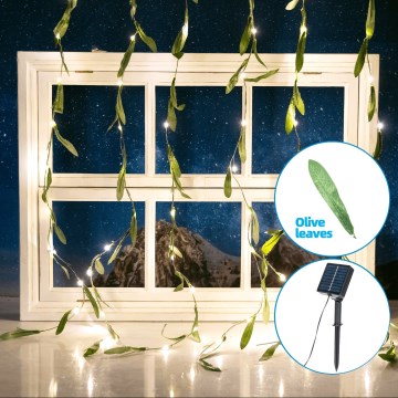 Aigostar - LED Łańcuch solarny 70xLED/4x1m IP65 ciepła biel oliwkowy