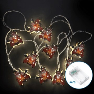 Aigostar - LED łańcuch świąteczny 10xLED/3xAA, 1,5 m, ciepła biała, sanki