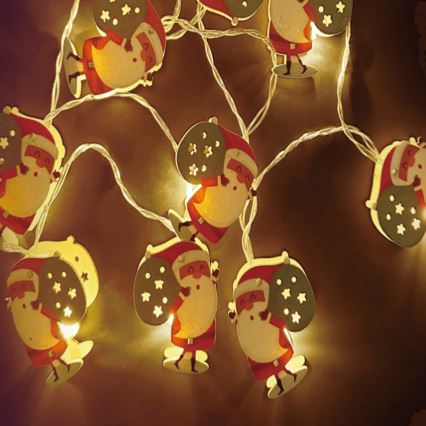 Aigostar - LED łańcuch świąteczny 10xLED/3xAA 1,5m ciepła biała Santa Claus