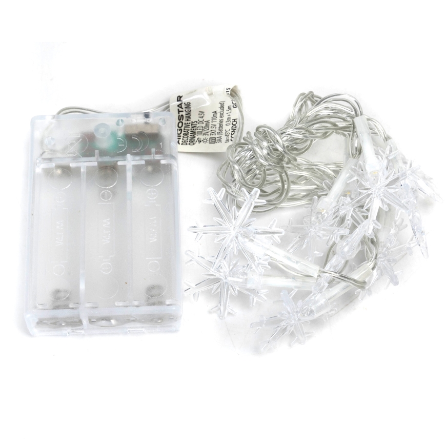 Aigostar - LED łańcuch świąteczny 10xLED/3xAA 1,5m ciepłe białe śnieżynki