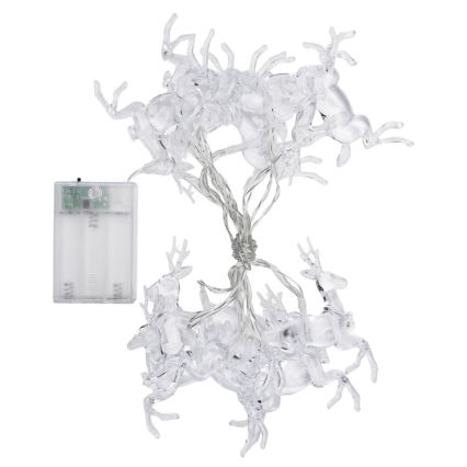 Aigostar - LED łańcuch świąteczny 10xLED/3xAA 1,5m, ciepłe białe światło, renifery