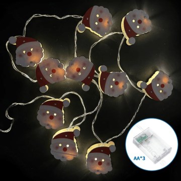 Aigostar - LED łańcuch świąteczny 20xLED/3xAA 3 m, ciepłe białe światło, Santa Claus