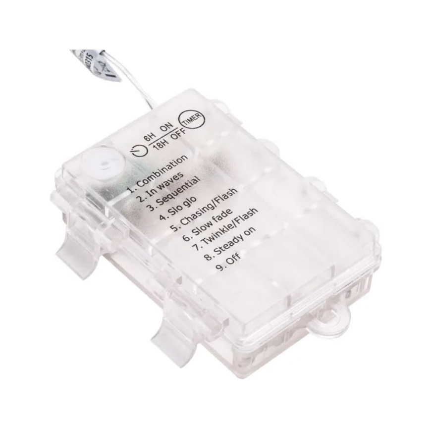 Aigostar - LED Zewnętrzny łańcuch 25xLED/3xAA/8 funkcji 2,8 m IP44 zimna biel