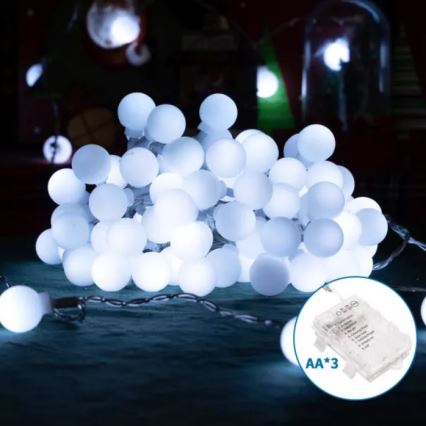 Aigostar - LED Zewnętrzny łańcuch bożonarodzeniowy 100xLED/3xAA/8 funkcji 10,3 m IP44 zimna biel