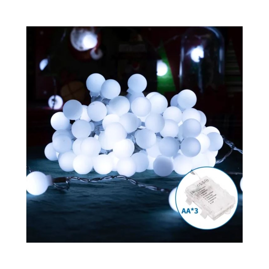 Aigostar - LED Zewnętrzny łańcuch bożonarodzeniowy 100xLED/3xAA/8 funkcji 10,3 m IP44 zimna biel