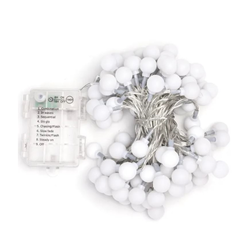 Aigostar - LED Zewnętrzny łańcuch bożonarodzeniowy 100xLED/3xAA/8 funkcji 10,3 m IP44 zimna biel