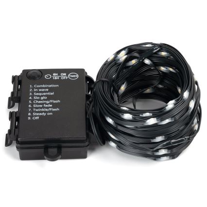 Aigostar - LED łańcuch zewnętrzny 150 diod LED / 8 funkcji, zasilanie 3× AA, 15,3 m, IP44, ciepłe białe światło