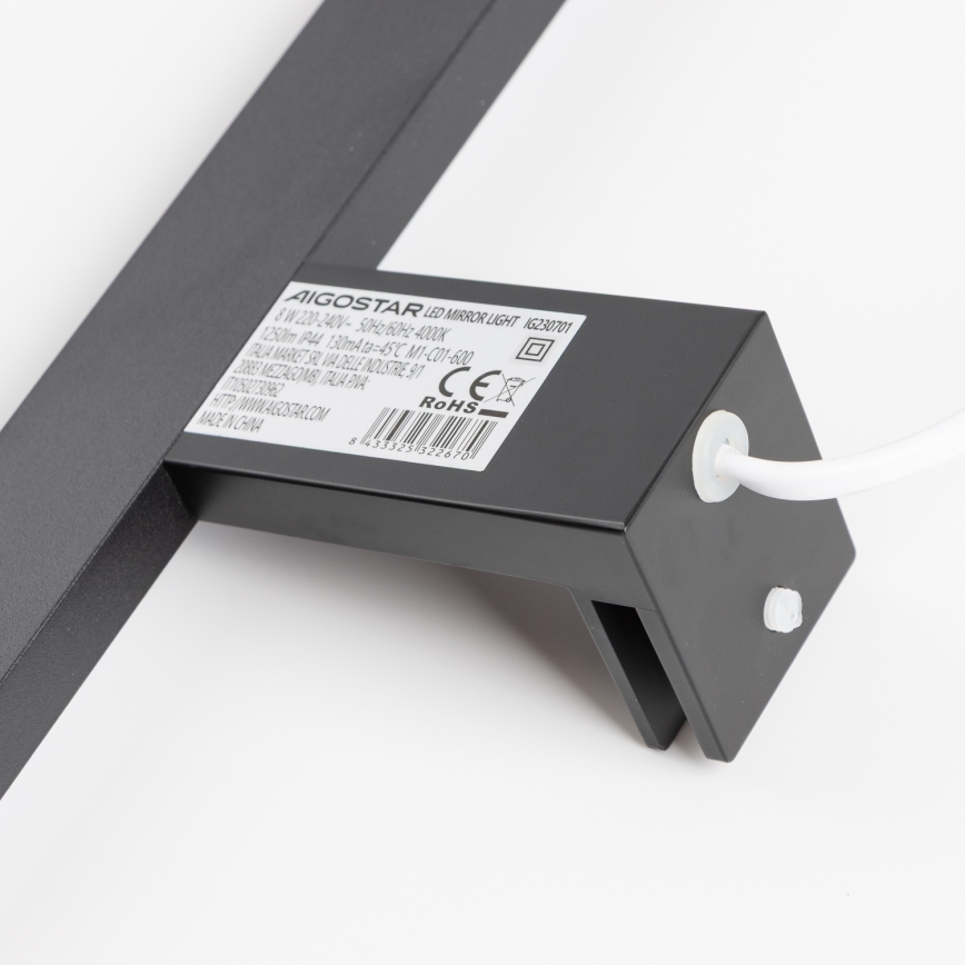 Aigostar - LED Łazienkowe oświetlenie lustra LED/8W/230V 4000K 40 cm IP44 czarne