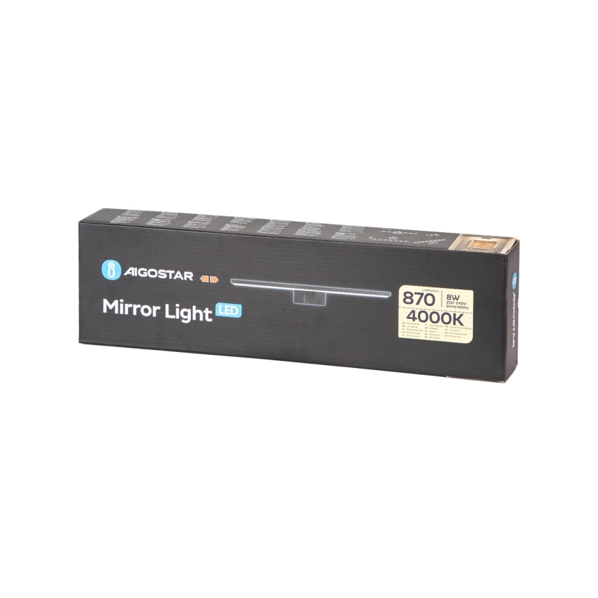 Aigostar - LED Łazienkowe oświetlenie lustra LED/8W/230V 4000K 40 cm IP44 czarne
