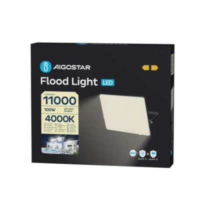 Aigostar - LED Naświetlacz LED/100W/230V 4000K IP65 czarny