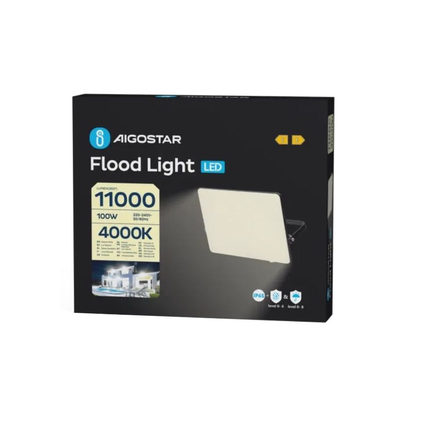 Aigostar - LED Naświetlacz LED/100W/230V 4000K IP65 czarny