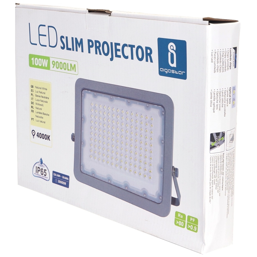 Aigostar - LED Naświetlacz LED/100W/230V szary 4000K IP65