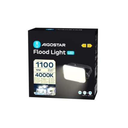 Aigostar - LED Naświetlacz LED/10W/230V 4000K IP65 czarny
