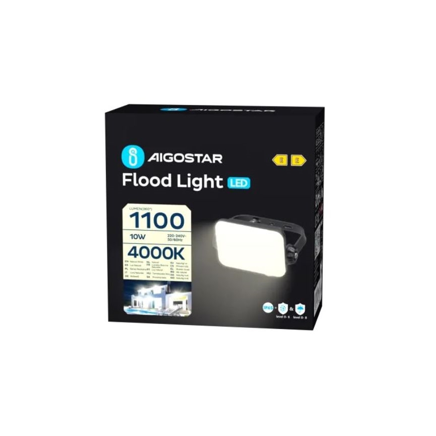 Aigostar - LED Naświetlacz LED/10W/230V 4000K IP65 czarny