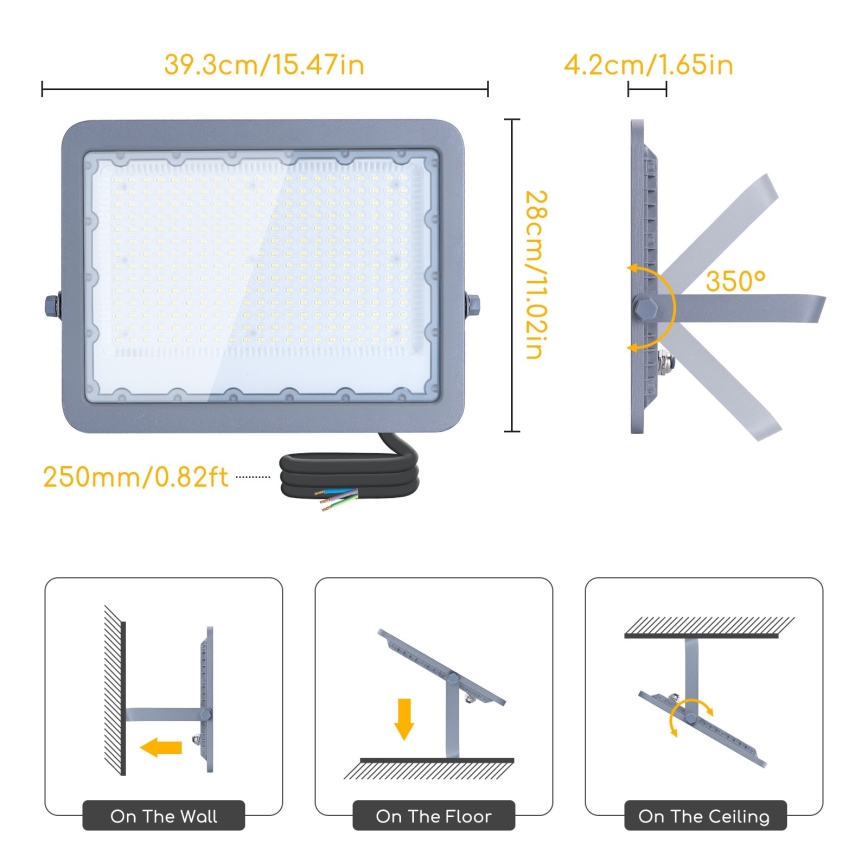 Aigostar - LED Naświetlacz LED/200W/230V szary 6500K IP65