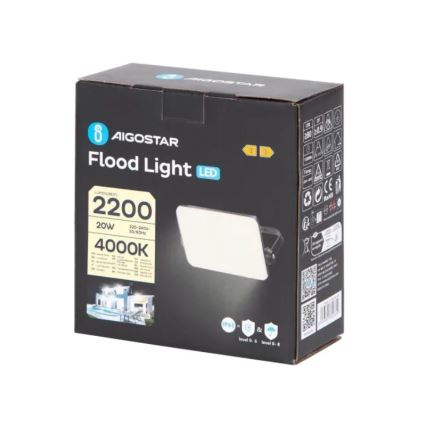 Aigostar - LED Naświetlacz LED/20W/230V 4000K IP65 czarny