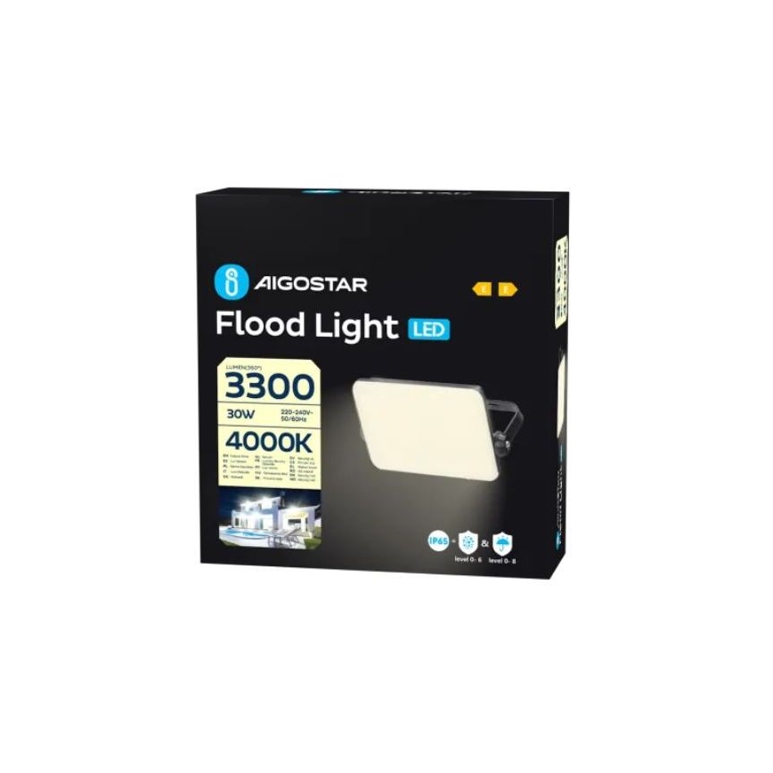Aigostar - LED Naświetlacz LED/30W/230V 4000K IP65 czarny
