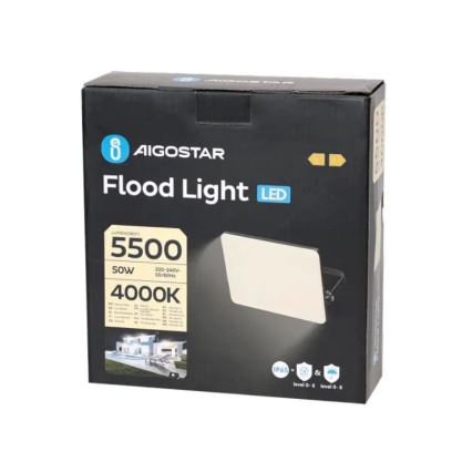 Aigostar - LED Naświetlacz LED/50W/230V 4000K IP65 czarny