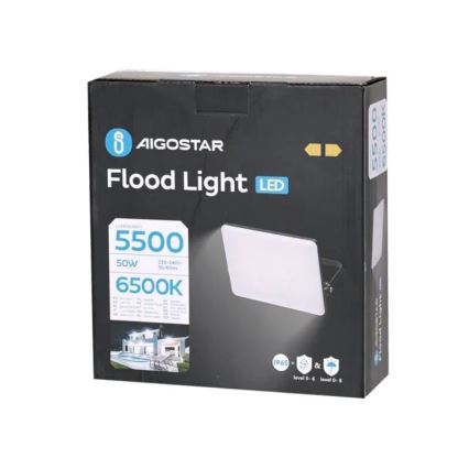 Aigostar - LED Naświetlacz LED/50W/230V 6500K IP65 czarny