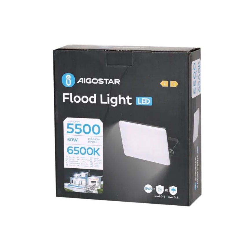 Aigostar - LED Naświetlacz LED/50W/230V 6500K IP65 czarny