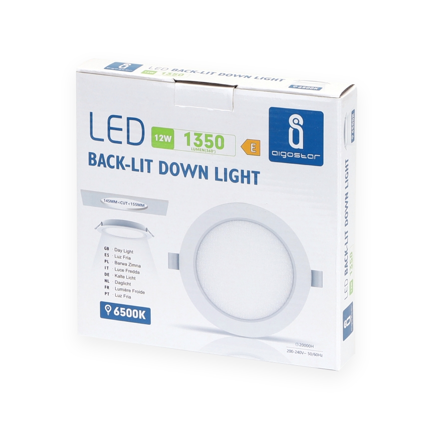 Aigostar - LED Oprawa wpuszczana LED/12W/230V 6500K śr. 17,5 cm biały