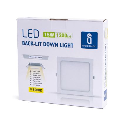 Aigostar - LED Oprawa wpuszczana LED/15W/230V 17,5x17,5 cm 3000K biały