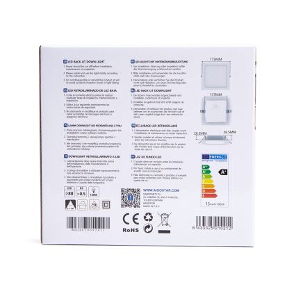 Aigostar - LED Oprawa wpuszczana LED/15W/230V 17,5x17,5 cm 3000K biały