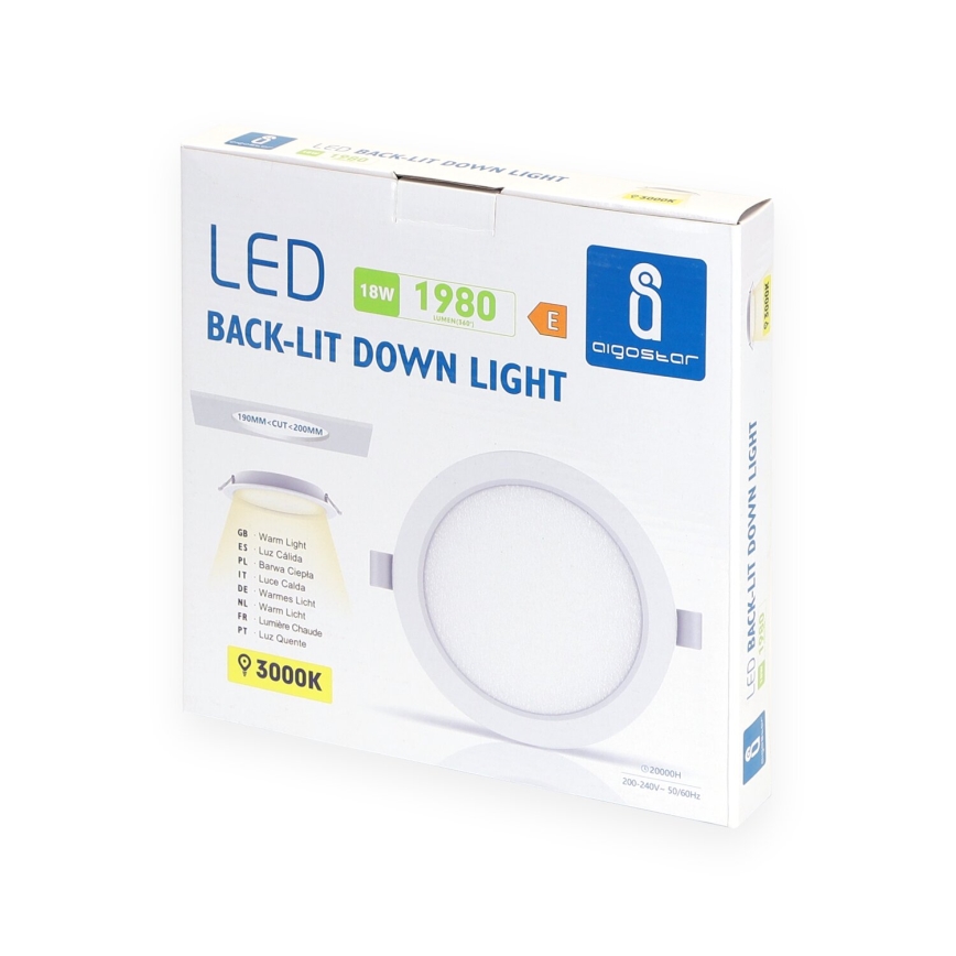 Aigostar - LED Oprawa wpuszczana LED/18W/230V 3000K śr. 27,5 cm biały