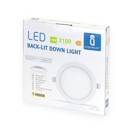 Aigostar - LED Oprawa wpuszczana LED/18W/230V 4000K śr. 22 cm biały