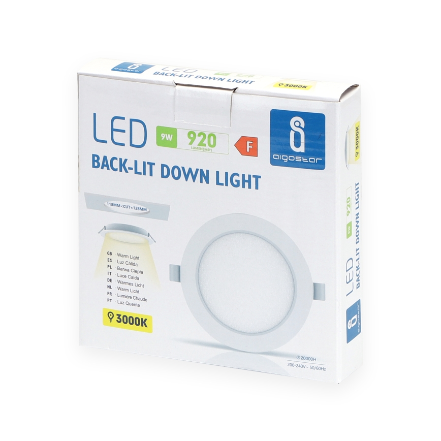 Aigostar - LED oprawa wpuszczana LED/9W/230V 3000K śr. 14,5 cm biała