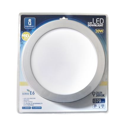 Aigostar - LED Oprawa wpuszczana ULTRATHIN LED/20W/230V 3000K matowy chrom