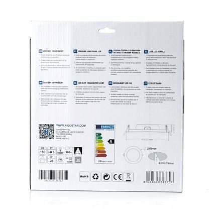 Aigostar - LED Oprawa wpuszczana ULTRATHIN LED/24W/230V 4000K biały