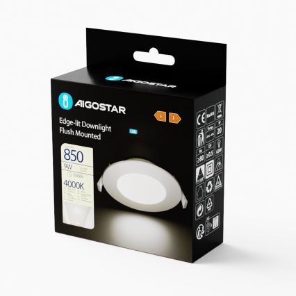 Aigostar - LED Oprawa wpuszczana ULTRATHIN LED/9W/230V 4000K biały