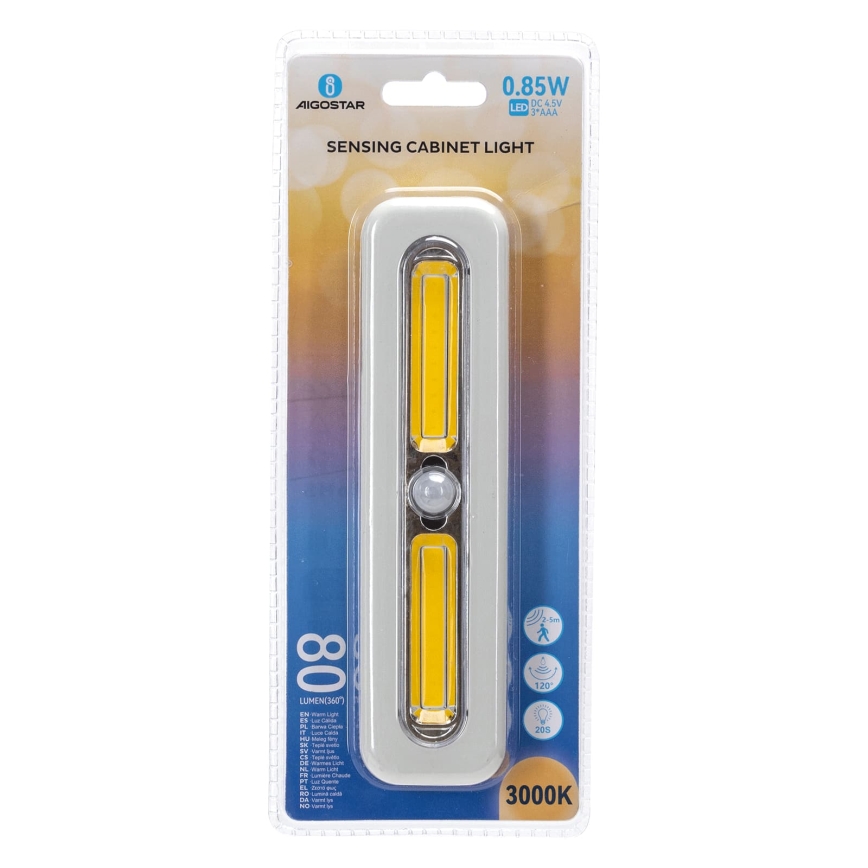 Aigostar - LED oświetlenie do szafy z czujnikiem ruchu LED/3xAAA 3000K białe