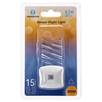 Aigostar - LED Lampka nocna z czujnikiem zmierzchu LED/0,2W/230V 3000K