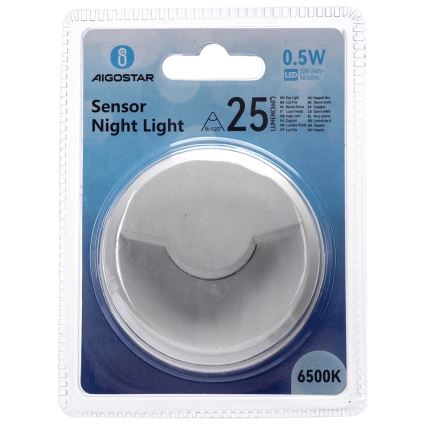 Aigostar - LED Lampka nocna z czujnikiem zmierzchu LED/0,5W/230V 6500K