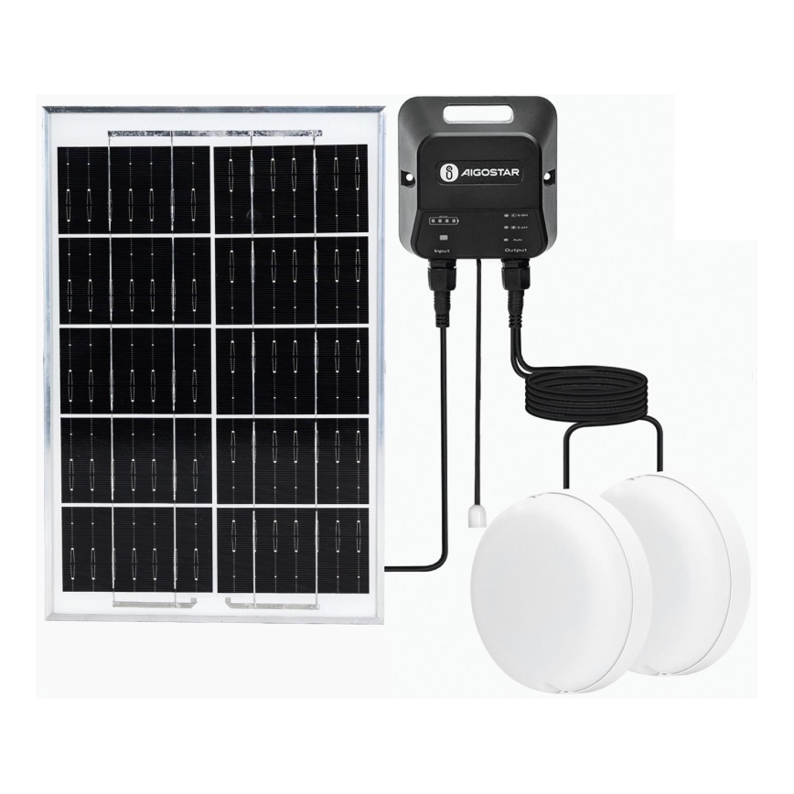 Aigostar - LED Oświetlenie solarne 2xLED/35W/12V 6000 mAh 6500K śr. 16,8 cm + pilot zdalnego sterowania