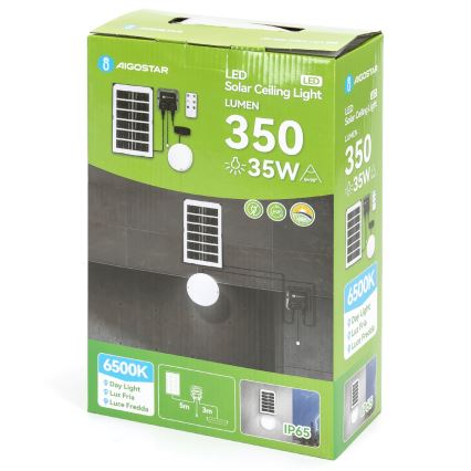 Aigostar - LED Oświetlenie solarne LED/35W/12V 3000 mAh 6500K śr. 16,8 cm + pilot zdalnego sterowania