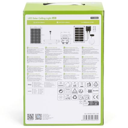 Aigostar - LED Oświetlenie solarne LED/35W/12V 3000 mAh 6500K śr. 16,8 cm + pilot zdalnego sterowania