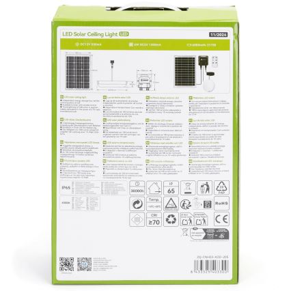 Aigostar - LED Oświetlenie solarne LED/70W/12V 6000 mAh 6500K śr. 20,5 cm + pilot zdalnego sterowania