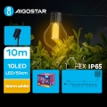 Aigostar - LED Ozdobny łańcuch solarny 10xLED/8 funkcje 10,5m IP65 ciepła biel